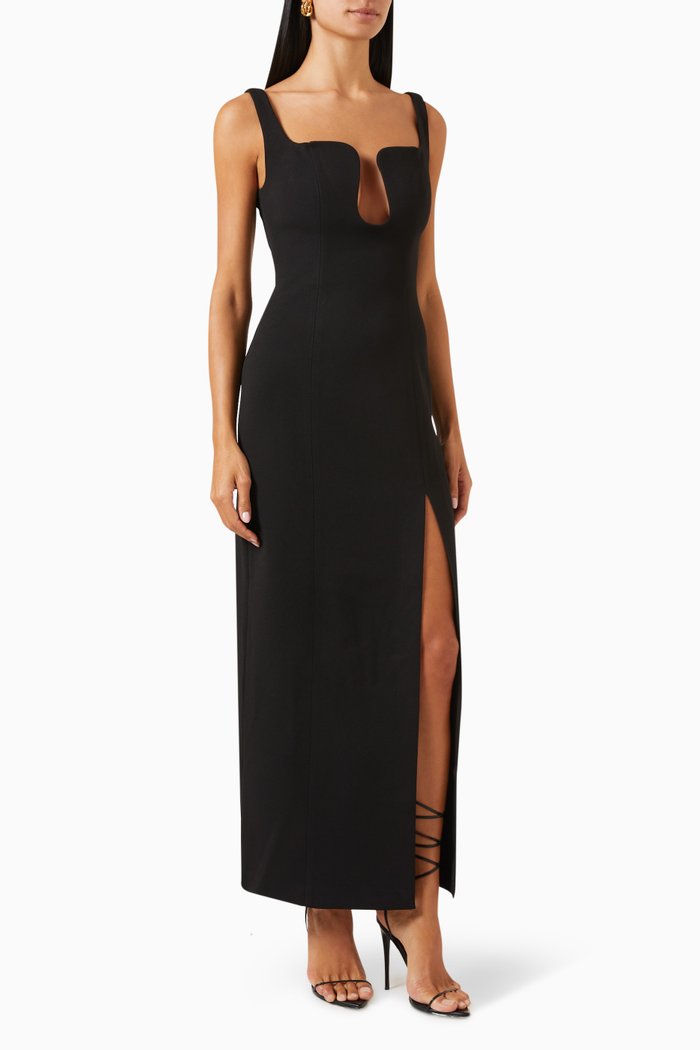 

Franka Maxi Dress in Bonded-crepe, Black