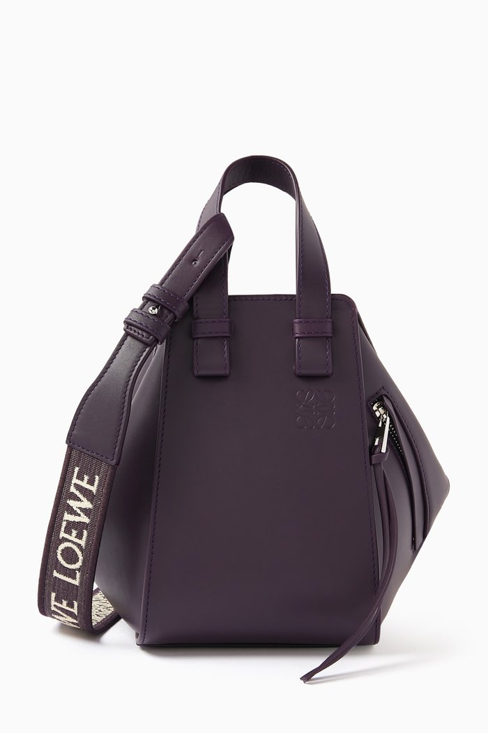 

Hammock Compact Crossbody Bag in Satin Calfskin, Purple