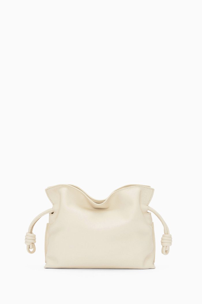 Mini Flamenco Clutch in Nappa Calfskin, White