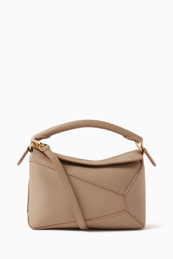 

Mini Puzzle Bag in Soft Grained Calfskin, Neutral