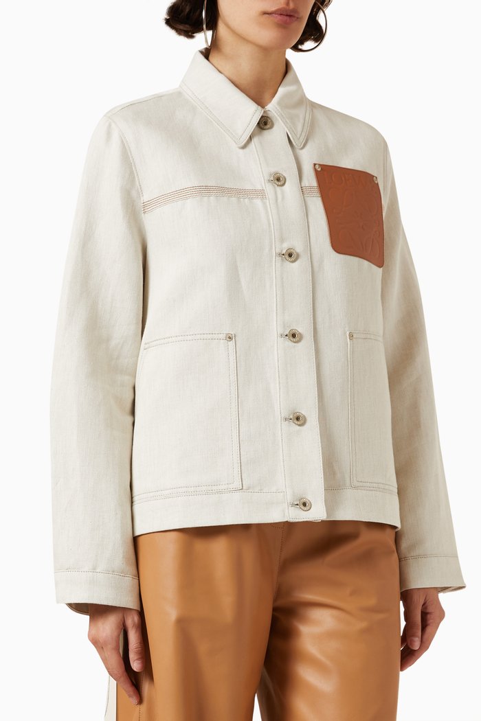 

Workwear Jacket in Cotton & Linen, White