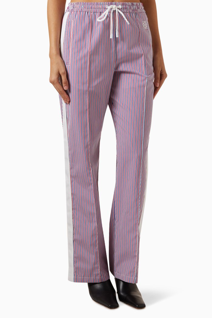 

Striped Tracksuit Trousers in Cotton, Blue