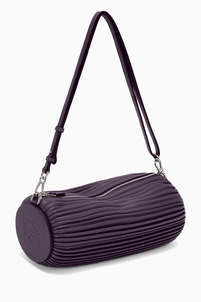Bracelet Pouch Bag in Pleated Nappa, Purple