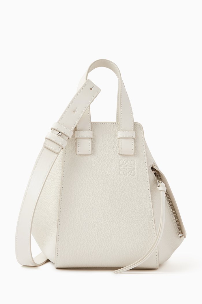 

Compact Hammock Bag in Soft Grained Calfskin, White
