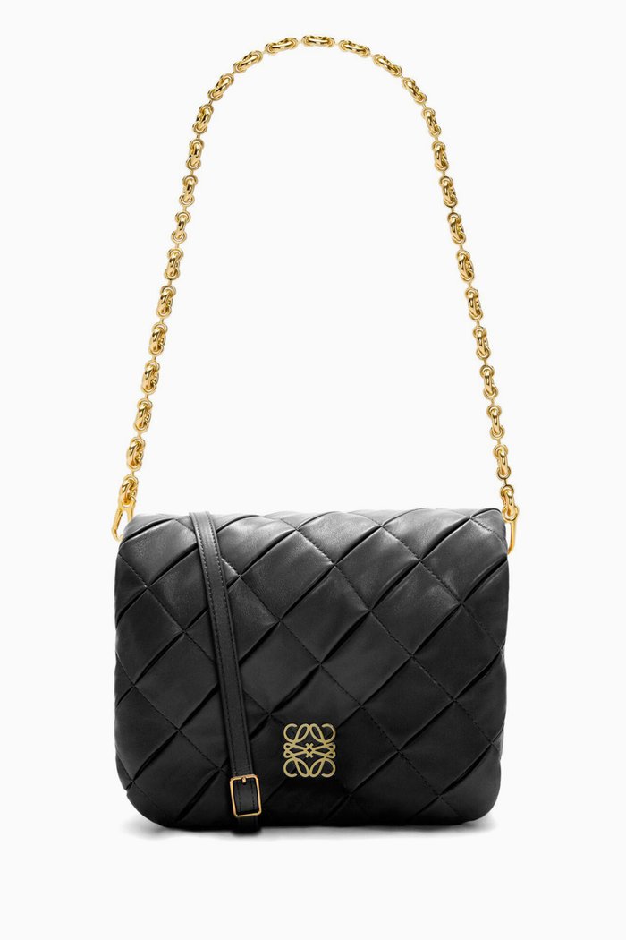 

Puffer Goya Bag in Pleated Shiny Nappa Lambskin, Black