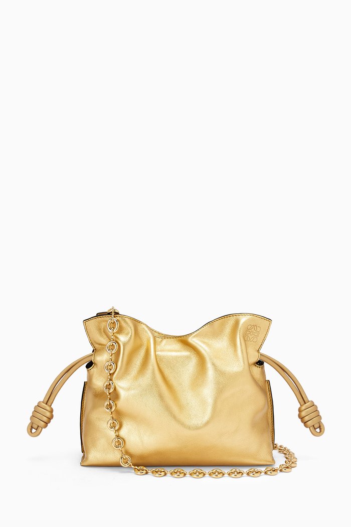 

Mini Flamenco Clutch Bag in Metallic Nappa Calfskin, Gold