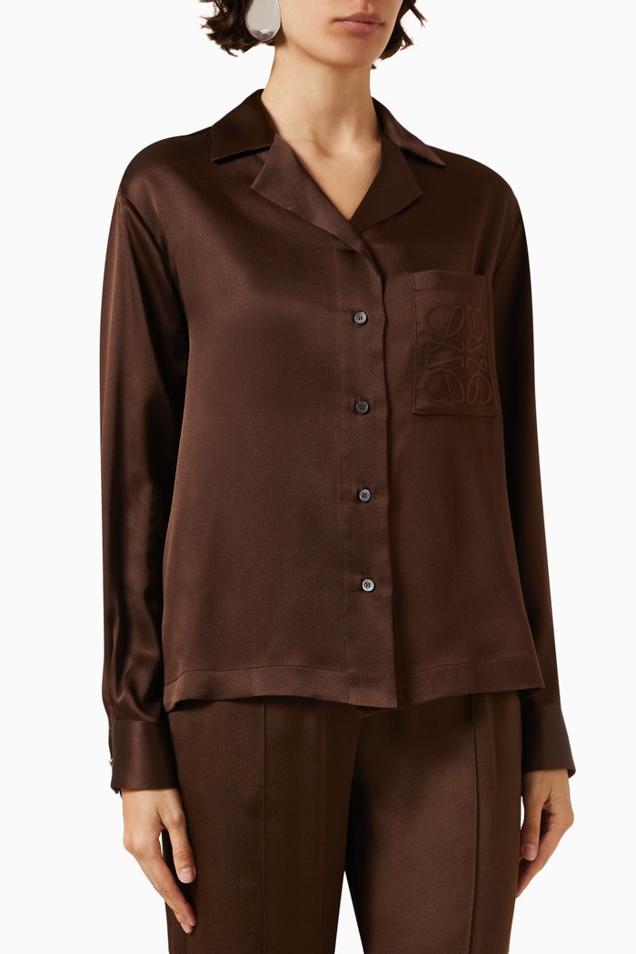 

Anagram Pyjama Blouse in Silk, Brown