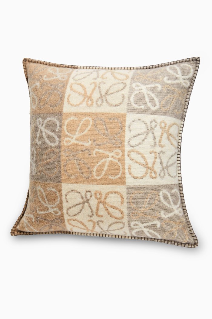 

Checkerboard Cushion in Mohair, White