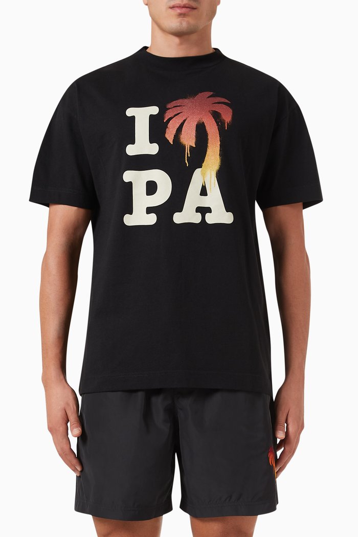 

Printed T-shirt in Cotton Jersey, Black