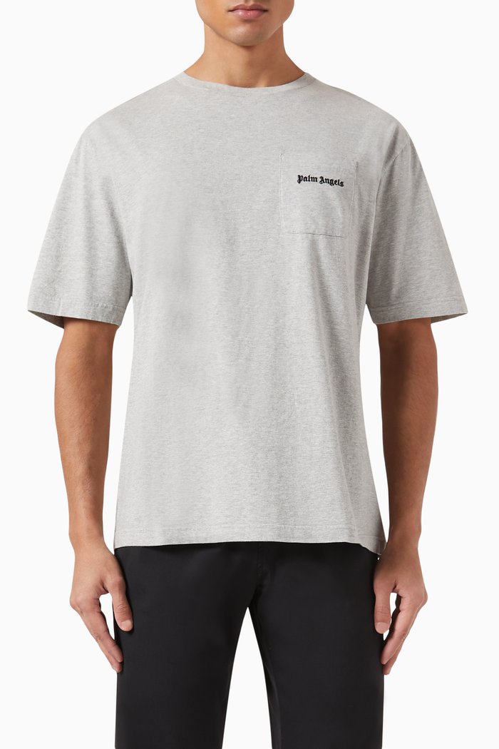 Embroidered Logo T-shirt in Cotton Jersey, Grey