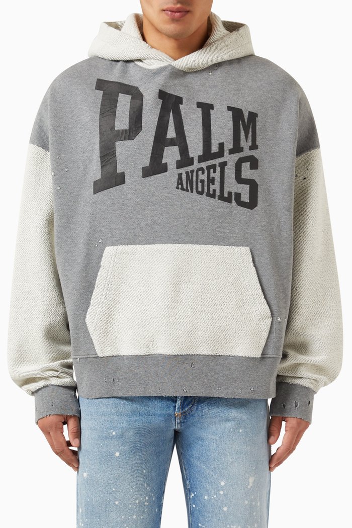 

College Logo Hoodie in Cotton, Grey