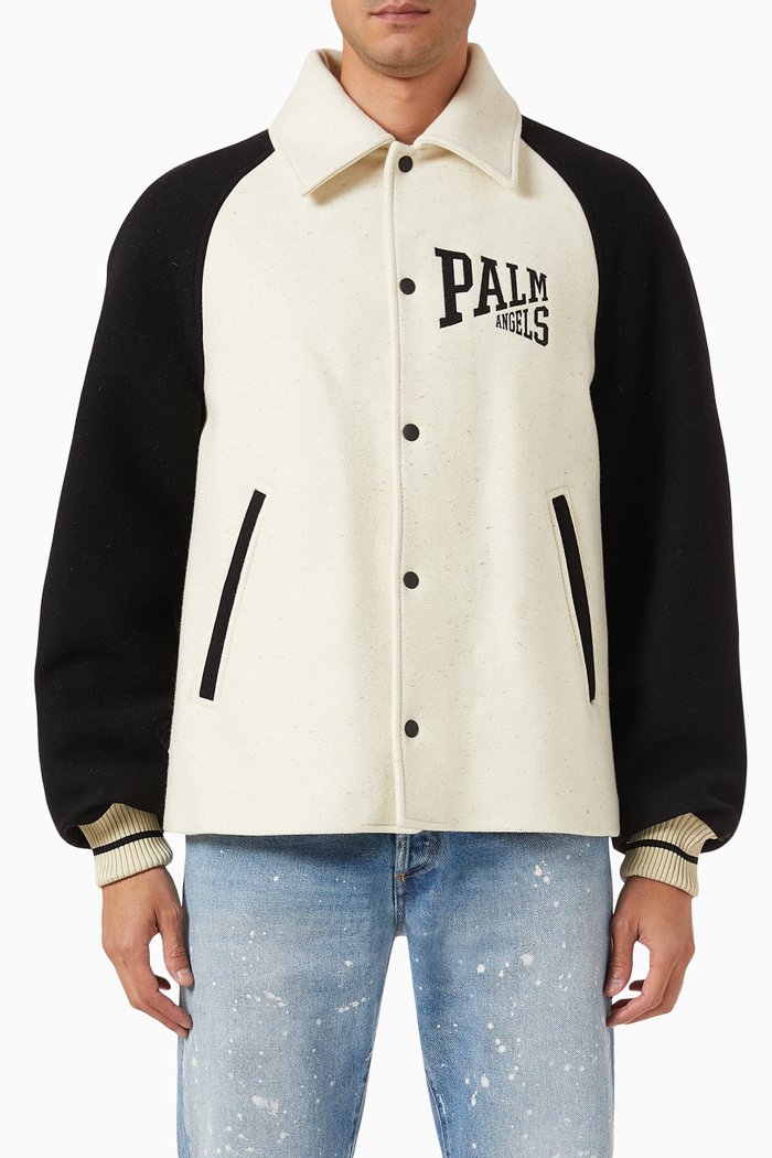 

Logo Varsity Jacket in Virgin Wool, Neutral