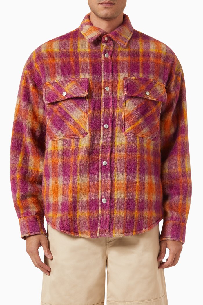 

Check Overshirt in Brushed Wool Blend, Multicolour