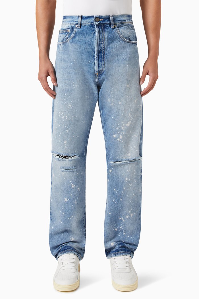 

Splattered Straight-fit Jeans, Blue