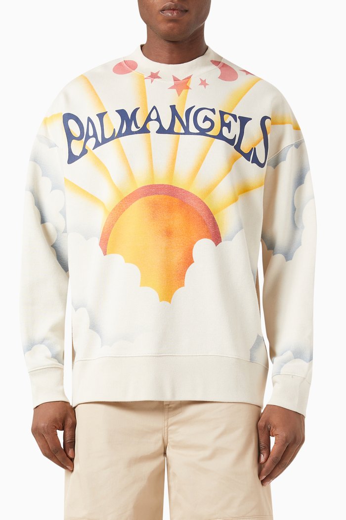 

Palm Sunrise Print Sweatshirt in Cotton, Neutral