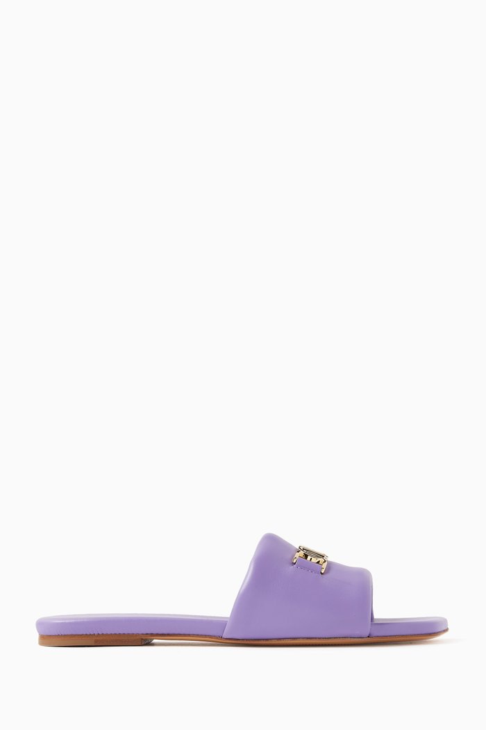 

Travia Flat Sandals in Leather, Purple