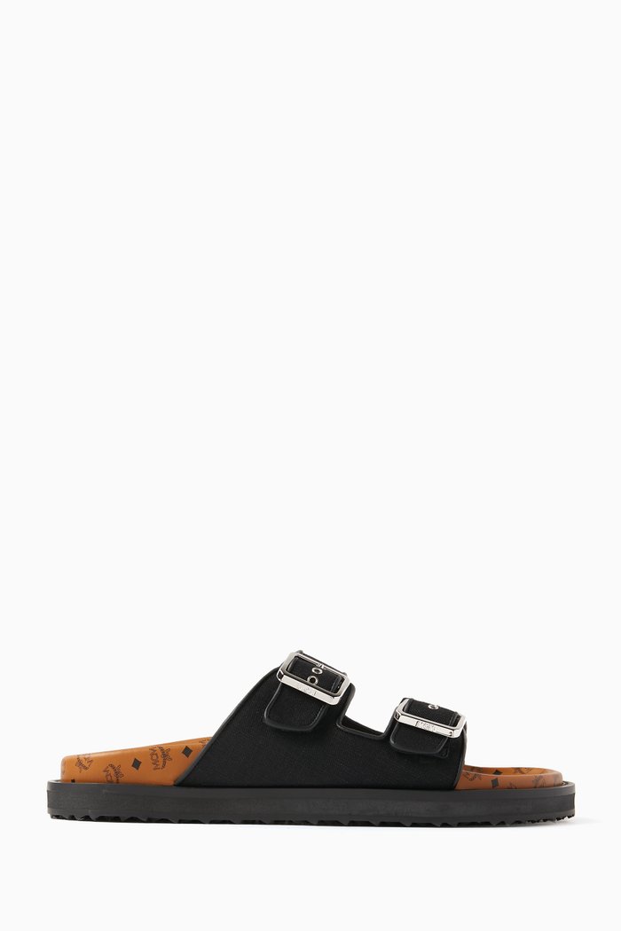 

Monogram Sandals in Organic Canvas & Leather, Black