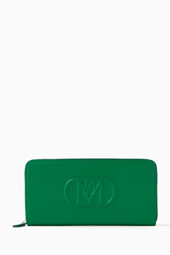

Mode Travia Zip Wallet in Spanish Nappa Leather, Green