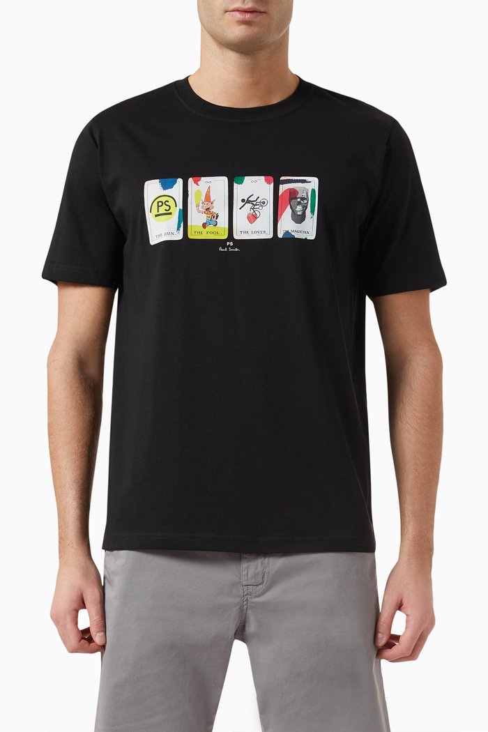 

Tarot Card Graphic T-shirt in Organic Cotton, Black