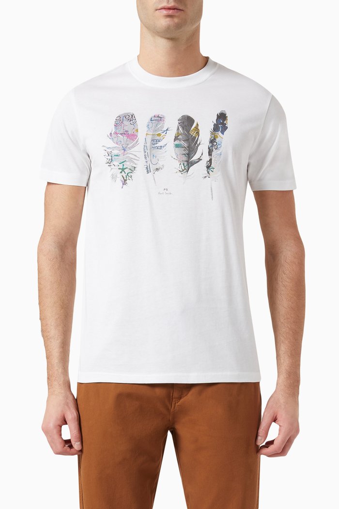 

Feathers Graphic T-shirt in Organic Cotton, White