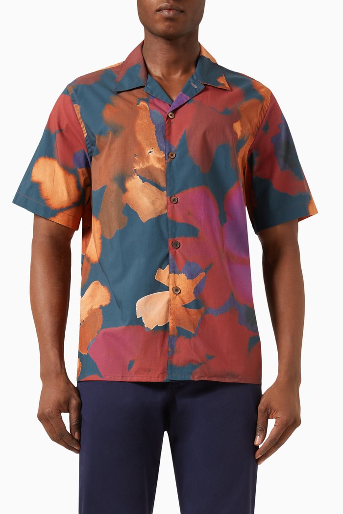 

Abstract-print Shirt in Cotton, Blue