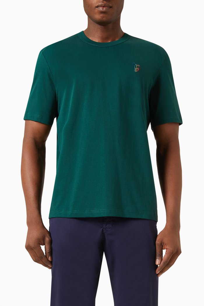

Zebra-embroidered T-shirt in Cotton-jersey, Green