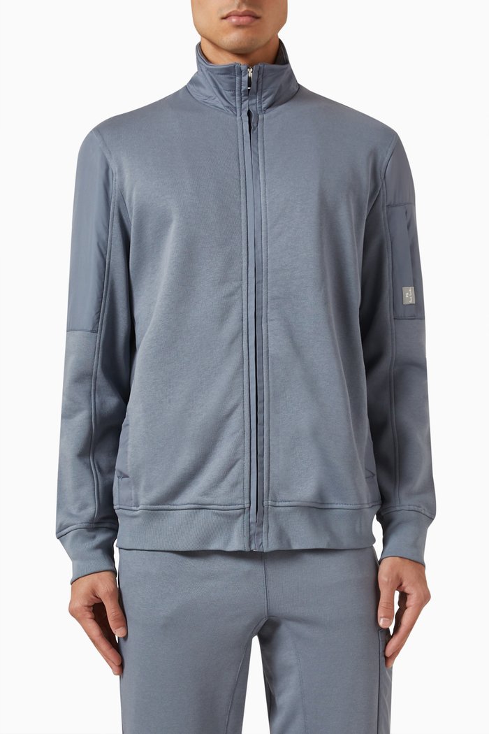 

Track Top in Cotton Jersey & Nylon, Blue