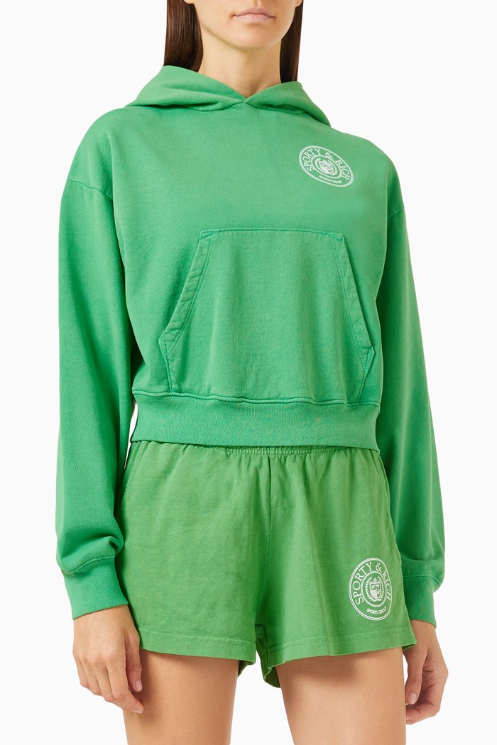 

Connecticut Crest Cropped Hoodie in Jersey, Green