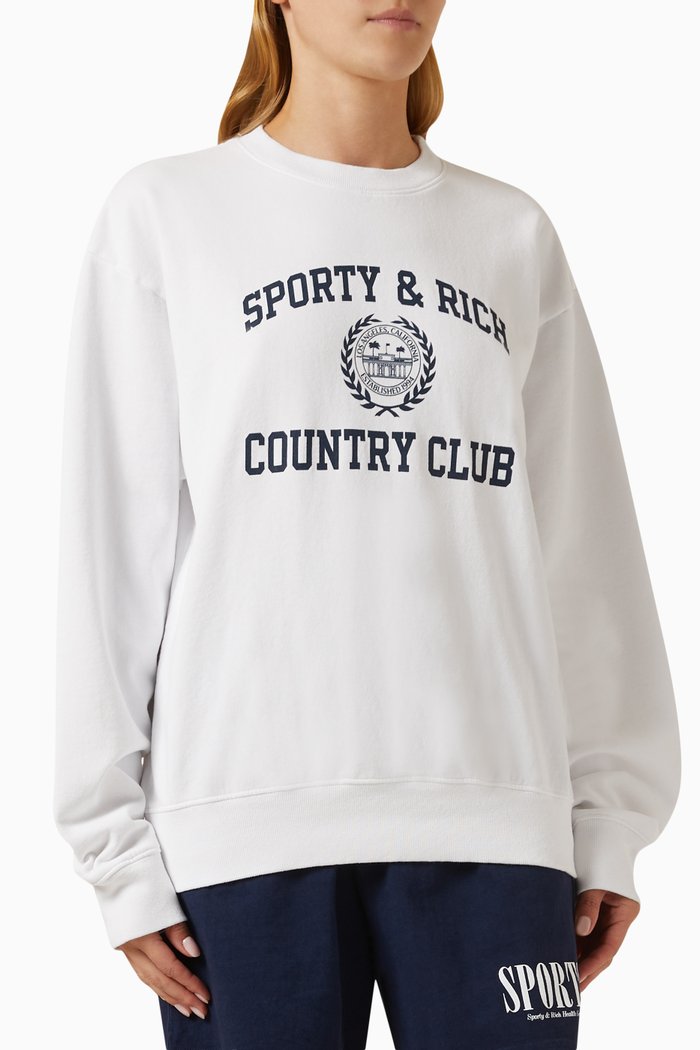 

Varsity Crest Sweatshirt in Cotton, White
