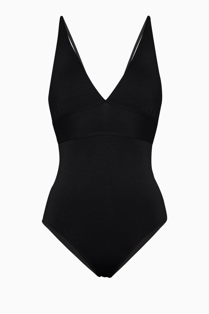 

Larcin Triangle One-piece Swimsuit, Black