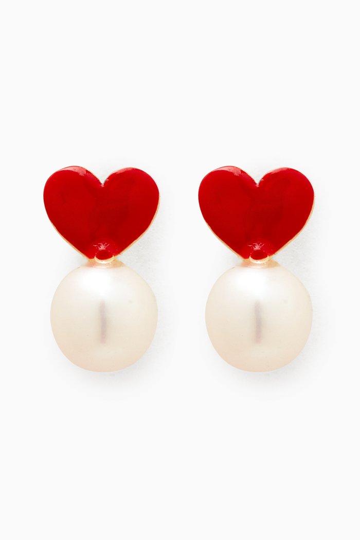 

Heart & Pearl Earrings in 18kt Yellow Gold