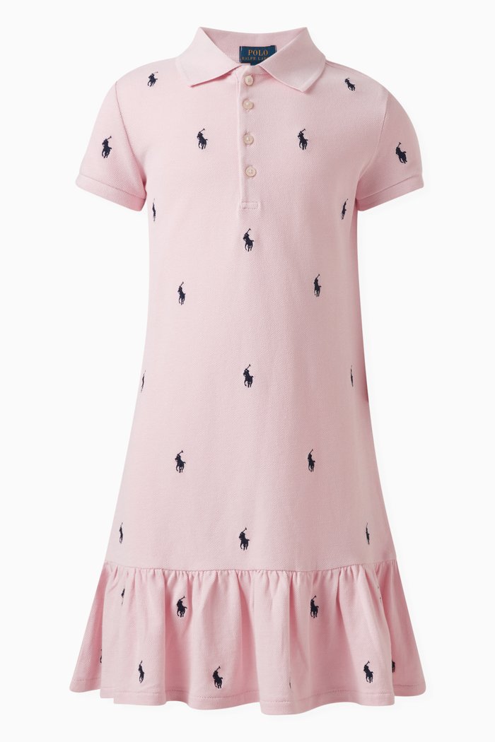 

All-Over Logo Dress in Cotton, Pink