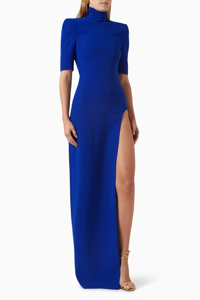 

High-neck Maxi Dress, Blue