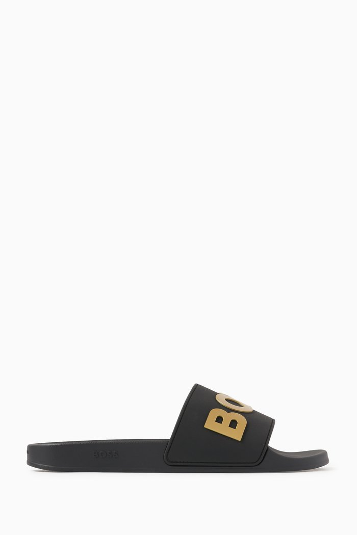 

Embossed Logo Slides in Polyurethane, Black