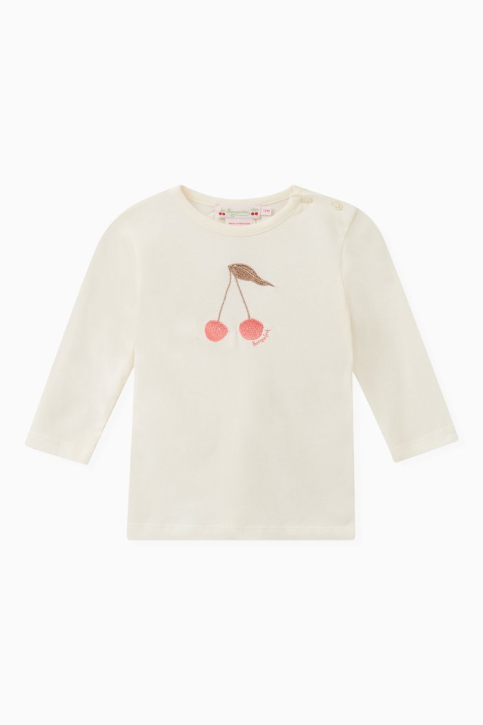

Cherry Print T-shirt in Organic Cotton, White