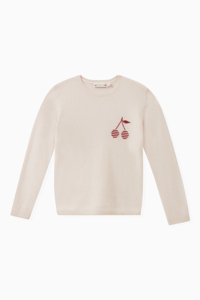 

Cherry Motif Sweater in Cashmere, Pink