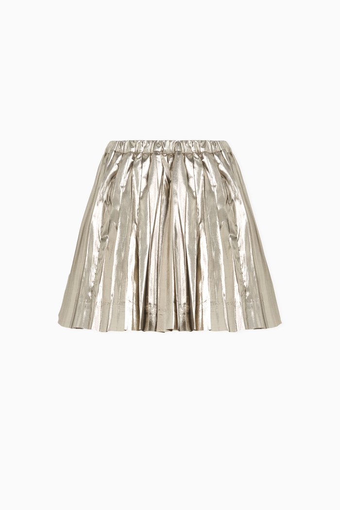 

Metallic Pleated Skirt in Fabric, White