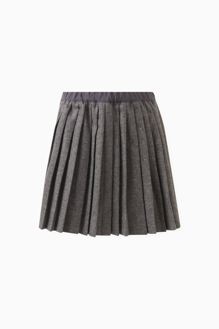 Pleated Skirt in Wool Blend, Grey