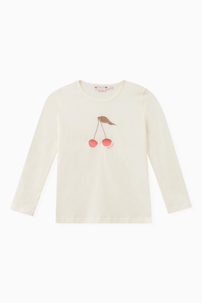 

Cherry Print T-shirt in Organic Cotton, White