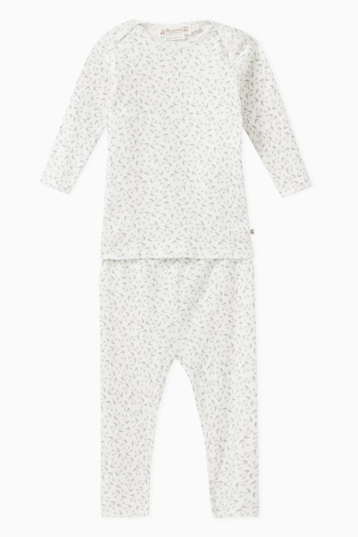 

Cherry-print Pyjama Set in Cotton, Blue
