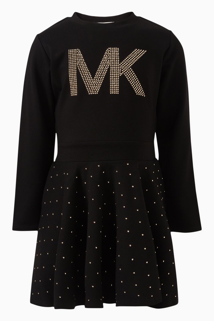 

Logo Print Dress in Cotton blend, Black
