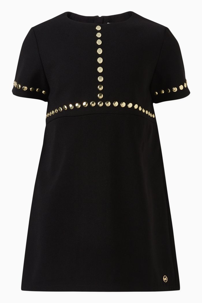 

Stud-embellished Dress in Polyester, Black