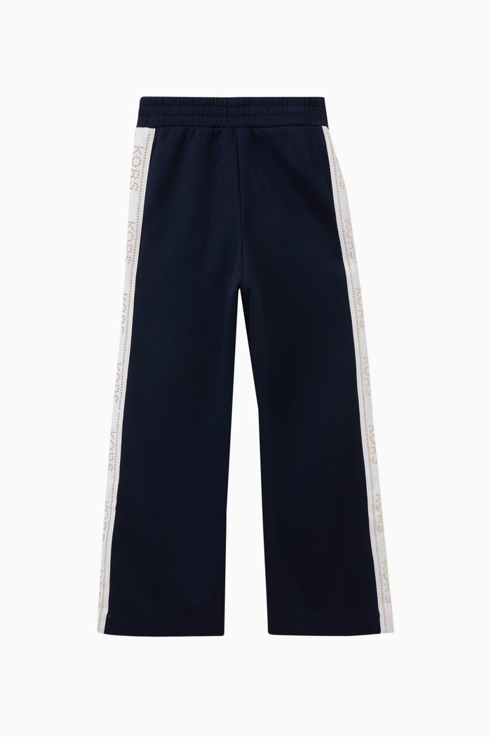 Logo Tape Jogging Pants in Cotton, Blue