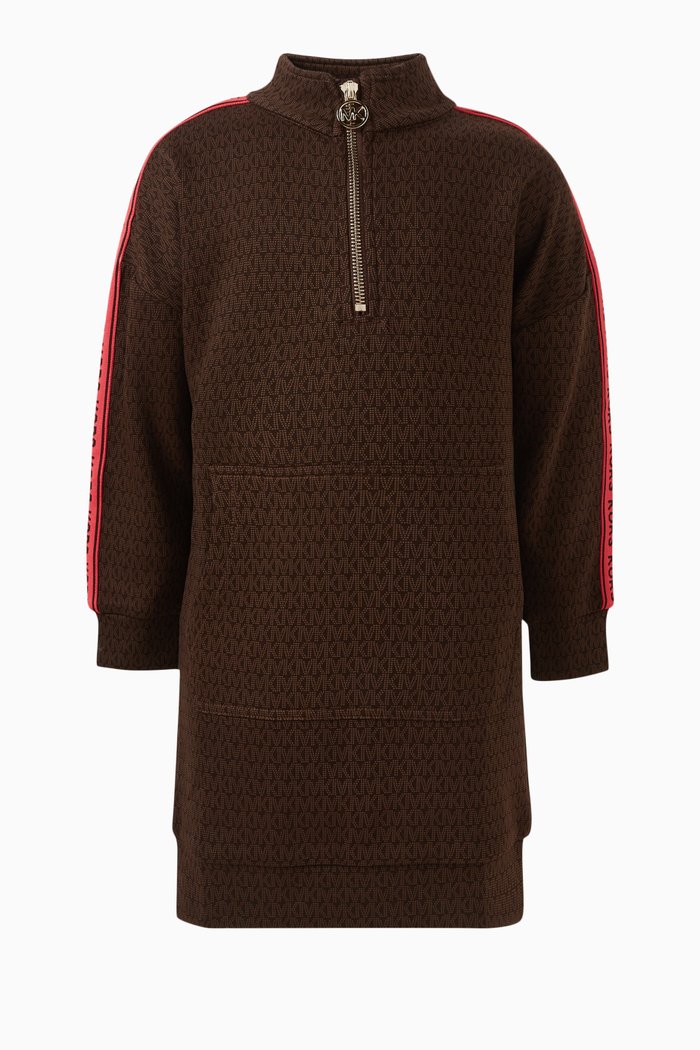 

Logo Print Dress in Cotton blend, Brown