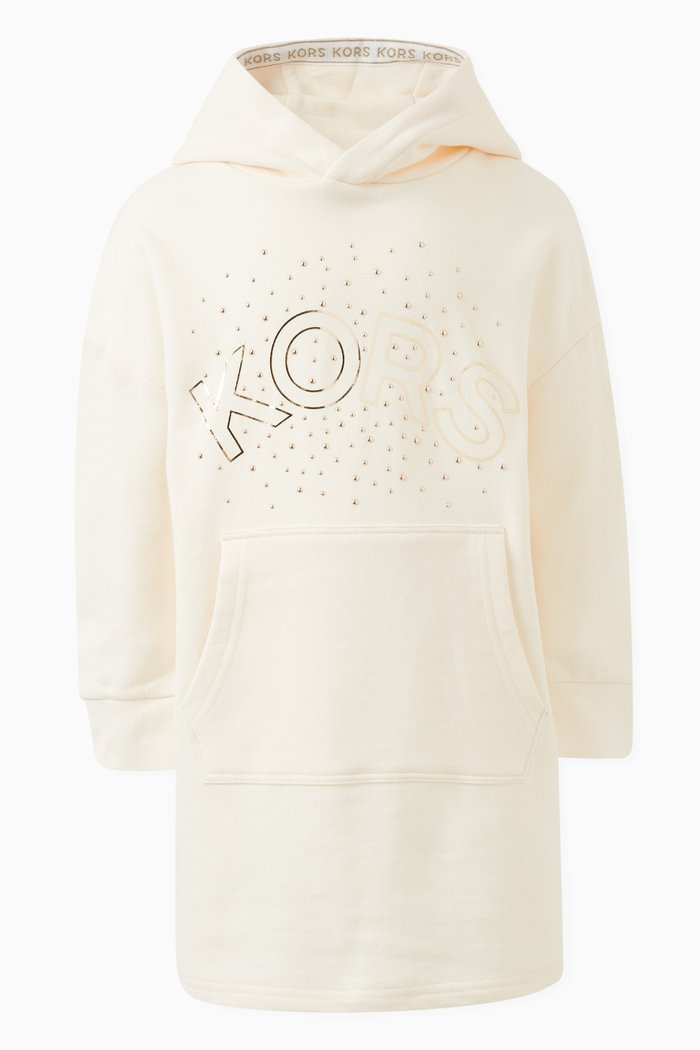 

Logo Print Hooded Dress in Polyester, Neutral