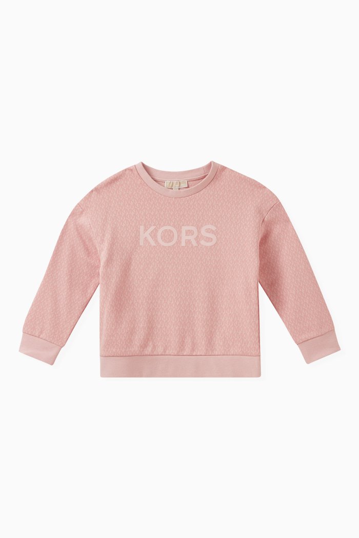 Logo Print Sweatshirt in Cotton, Pink