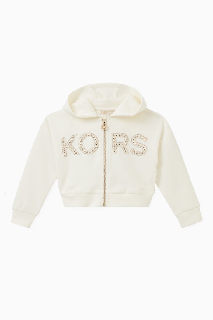 

Logo Zipped Hooded Cardigan in Polyester, Neutral