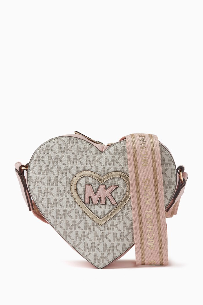 

Logo Heart-shaped Shoulder Bag in Coated-canvas, Pink