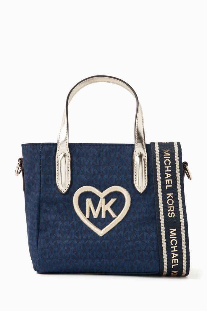 

MK Logo Shoulder Bag in Denim, Blue