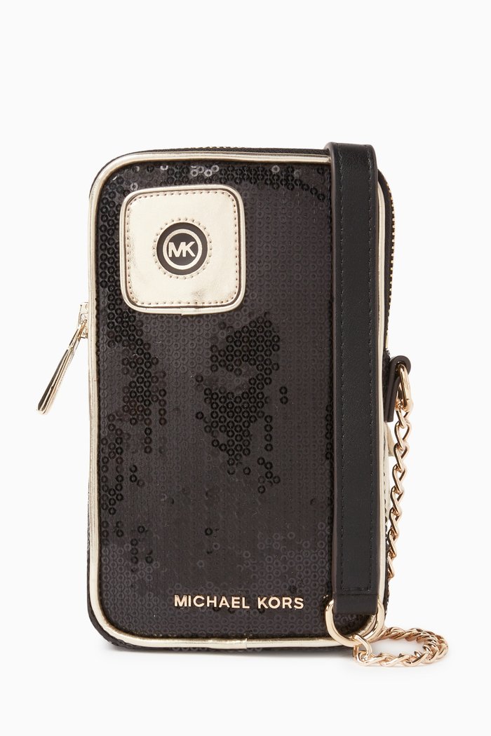 

Sequinned Logo Phone Bag, Black